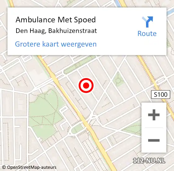 Locatie op kaart van de 112 melding: Ambulance Met Spoed Naar Den Haag, Bakhuizenstraat op 15 oktober 2017 11:11