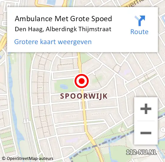 Locatie op kaart van de 112 melding: Ambulance Met Grote Spoed Naar Den Haag, Alberdingk Thijmstraat op 15 oktober 2017 11:58