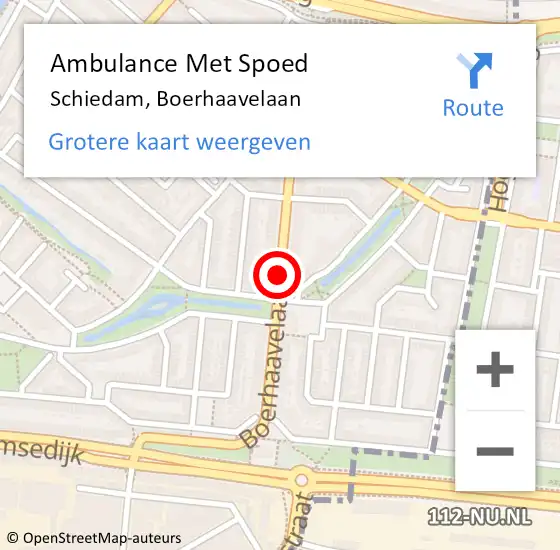 Locatie op kaart van de 112 melding: Ambulance Met Spoed Naar Schiedam, Boerhaavelaan op 15 oktober 2017 21:40