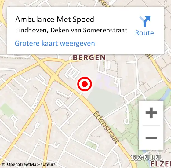 Locatie op kaart van de 112 melding: Ambulance Met Spoed Naar Eindhoven, Deken van Somerenstraat op 15 oktober 2017 21:54