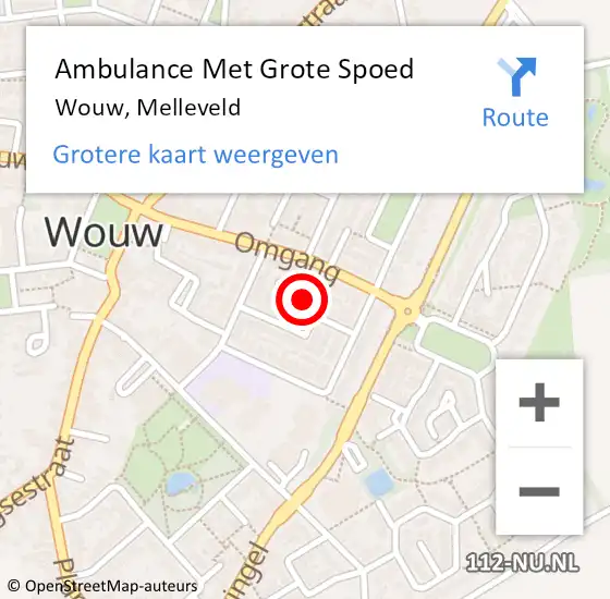 Locatie op kaart van de 112 melding: Ambulance Met Grote Spoed Naar Wouw, Melleveld op 15 oktober 2017 22:34