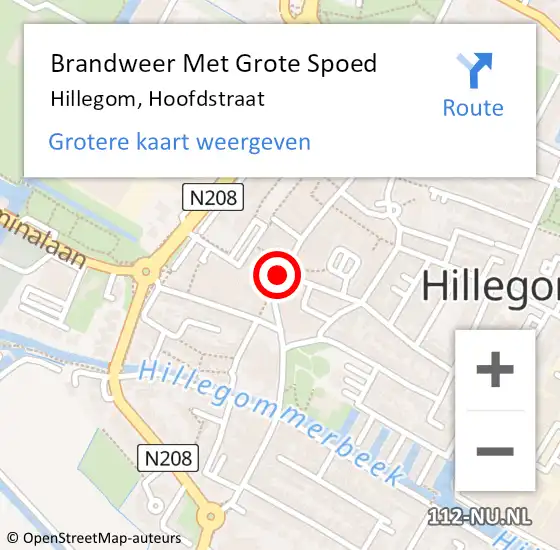 Locatie op kaart van de 112 melding: Brandweer Met Grote Spoed Naar Hillegom, Hoofdstraat op 16 oktober 2017 01:16