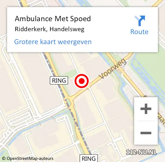 Locatie op kaart van de 112 melding: Ambulance Met Spoed Naar Ridderkerk, Handelsweg op 16 oktober 2017 09:54