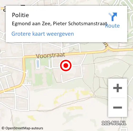 Locatie op kaart van de 112 melding: Politie Egmond aan Zee, Pieter Schotsmanstraat op 16 oktober 2017 10:42
