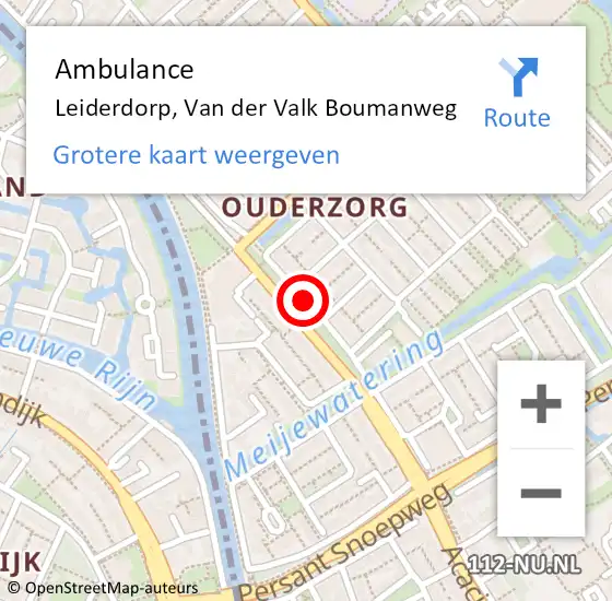 Locatie op kaart van de 112 melding: Ambulance Leiderdorp, Van der Valk Boumanweg op 16 oktober 2017 13:09