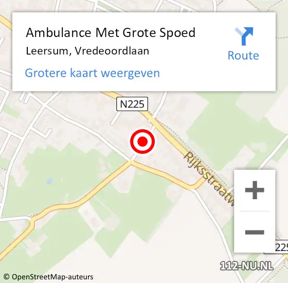 Locatie op kaart van de 112 melding: Ambulance Met Grote Spoed Naar Leersum, Vredeoordlaan op 16 oktober 2017 14:19