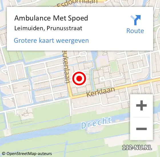Locatie op kaart van de 112 melding: Ambulance Met Spoed Naar Leimuiden, Prunusstraat op 16 oktober 2017 15:49