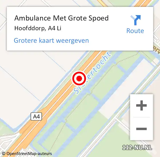 Locatie op kaart van de 112 melding: Ambulance Met Grote Spoed Naar Hoofddorp, A4 R op 16 oktober 2017 16:42