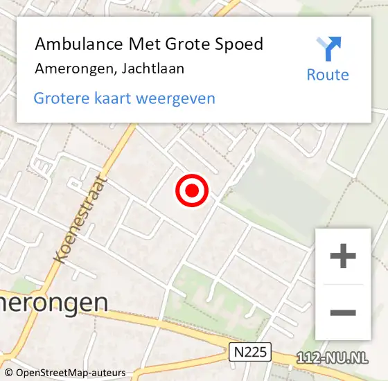 Locatie op kaart van de 112 melding: Ambulance Met Grote Spoed Naar Amerongen, Jachtlaan op 16 oktober 2017 17:24
