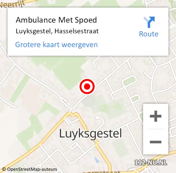 Locatie op kaart van de 112 melding: Ambulance Met Spoed Naar Luyksgestel, Hasselsestraat op 16 oktober 2017 18:29