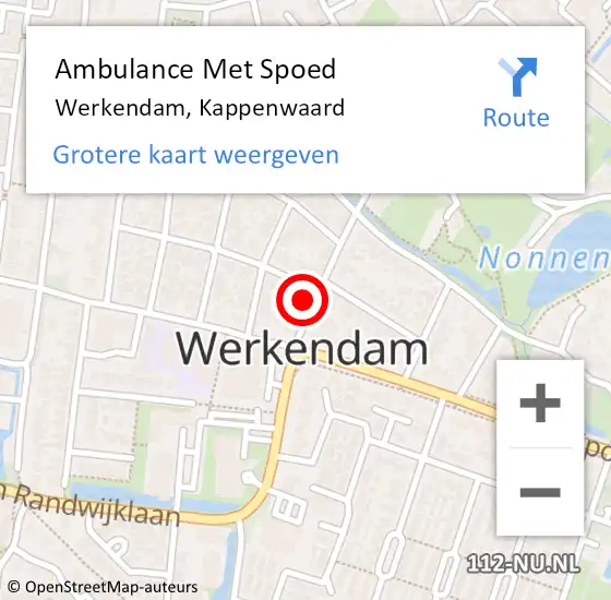 Locatie op kaart van de 112 melding: Ambulance Met Spoed Naar Werkendam, Kappenwaard op 16 oktober 2017 20:00