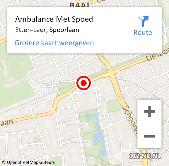 Locatie op kaart van de 112 melding: Ambulance Met Spoed Naar Etten-Leur, Spoorlaan op 16 oktober 2017 20:33