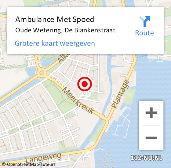 Locatie op kaart van de 112 melding: Ambulance Met Spoed Naar Oude Wetering, De Blankenstraat op 16 oktober 2017 20:41