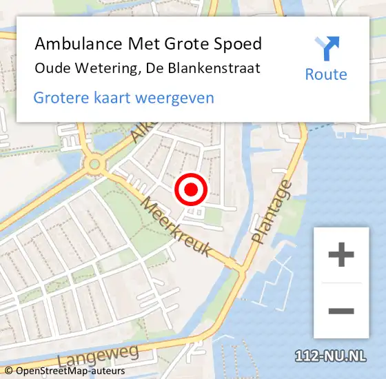 Locatie op kaart van de 112 melding: Ambulance Met Grote Spoed Naar Oude Wetering, De Blankenstraat op 16 oktober 2017 20:42