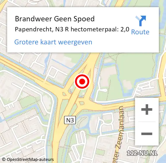 Locatie op kaart van de 112 melding: Brandweer Geen Spoed Naar Papendrecht, N3 R op 17 oktober 2017 08:53