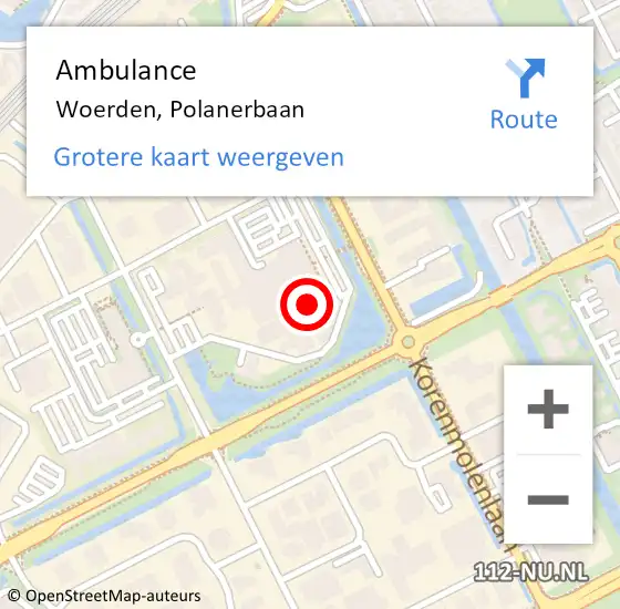 Locatie op kaart van de 112 melding: Ambulance Woerden, Polanerbaan op 17 oktober 2017 13:07