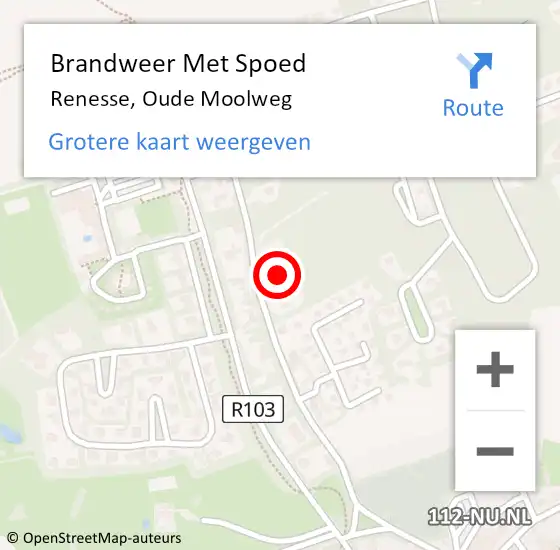 Locatie op kaart van de 112 melding: Brandweer Met Spoed Naar Renesse, Oude Moolweg op 17 oktober 2017 13:44