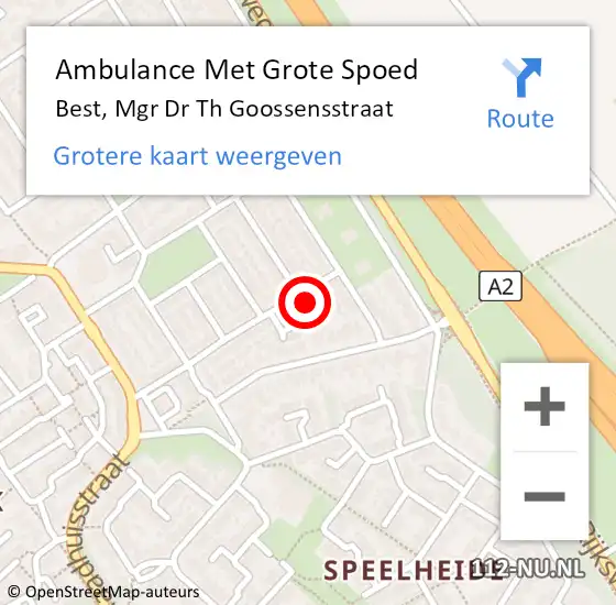 Locatie op kaart van de 112 melding: Ambulance Met Grote Spoed Naar Best, Mgr Dr Th Goossensstraat op 17 oktober 2017 17:55