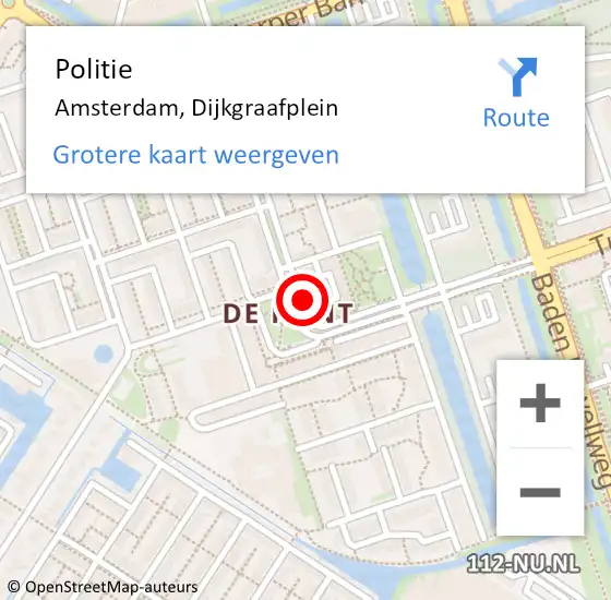 Locatie op kaart van de 112 melding: Politie Amsterdam, Dijkgraafplein op 17 oktober 2017 21:30
