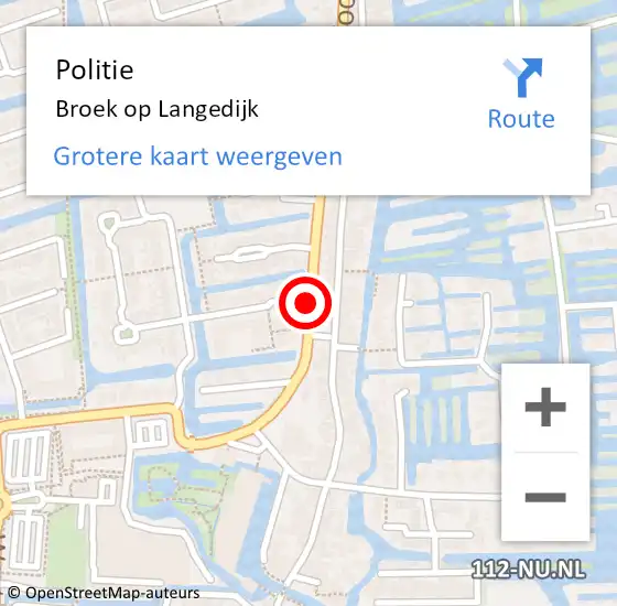 Locatie op kaart van de 112 melding: Politie Broek op Langedijk op 18 oktober 2017 04:40