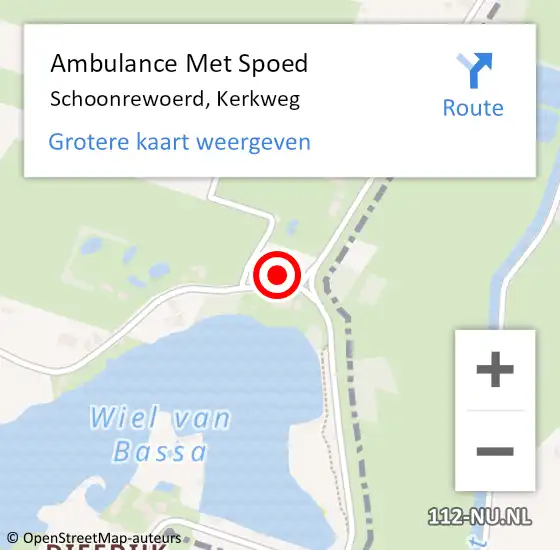 Locatie op kaart van de 112 melding: Ambulance Met Spoed Naar Schoonrewoerd, Kerkweg op 18 oktober 2017 06:43