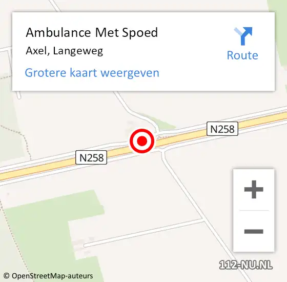 Locatie op kaart van de 112 melding: Ambulance Met Spoed Naar Axel, Langeweg op 18 oktober 2017 07:48