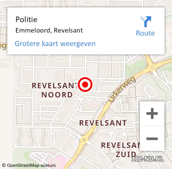 Locatie op kaart van de 112 melding: Politie Emmeloord, Revelsant op 18 oktober 2017 08:59