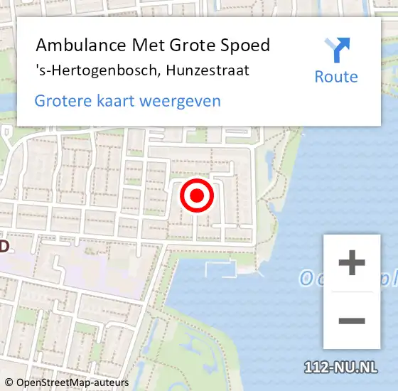 Locatie op kaart van de 112 melding: Ambulance Met Grote Spoed Naar 's-Hertogenbosch, Hunzestraat op 18 oktober 2017 09:29