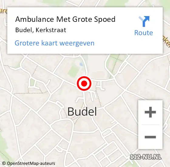 Locatie op kaart van de 112 melding: Ambulance Met Grote Spoed Naar Budel, Kerkstraat op 18 oktober 2017 10:24
