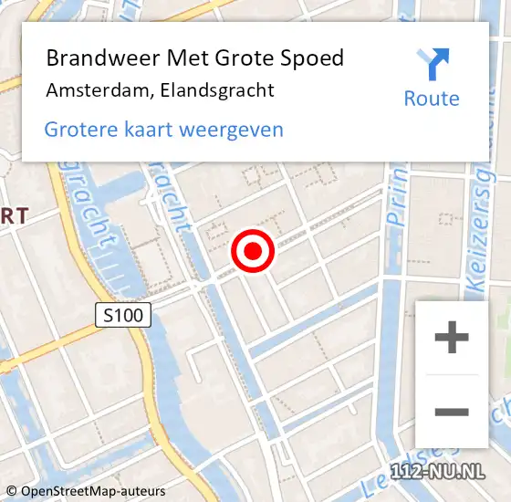 Locatie op kaart van de 112 melding: Brandweer Met Grote Spoed Naar Amsterdam, Elandsgracht op 18 oktober 2017 10:29