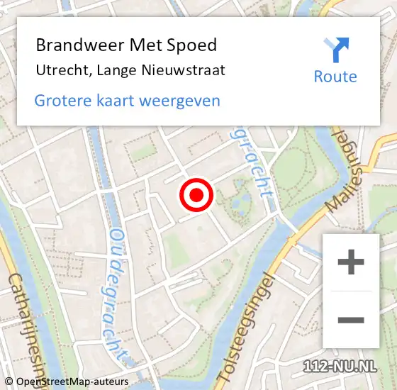 Locatie op kaart van de 112 melding: Brandweer Met Spoed Naar Utrecht, Lange Nieuwstraat op 18 oktober 2017 10:29