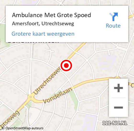 Locatie op kaart van de 112 melding: Ambulance Met Grote Spoed Naar Amersfoort, Utrechtseweg op 18 oktober 2017 10:42