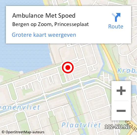 Locatie op kaart van de 112 melding: Ambulance Met Spoed Naar Bergen op Zoom, Princesseplaat op 18 oktober 2017 11:00