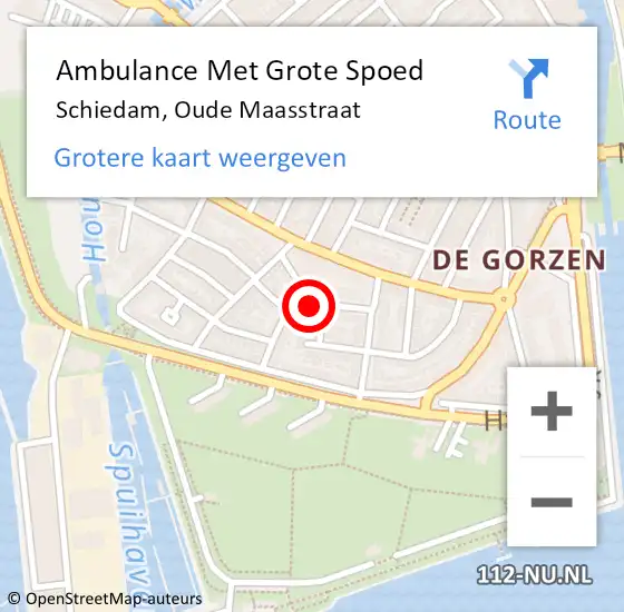 Locatie op kaart van de 112 melding: Ambulance Met Grote Spoed Naar Schiedam, Oude Maasstraat op 18 oktober 2017 11:01