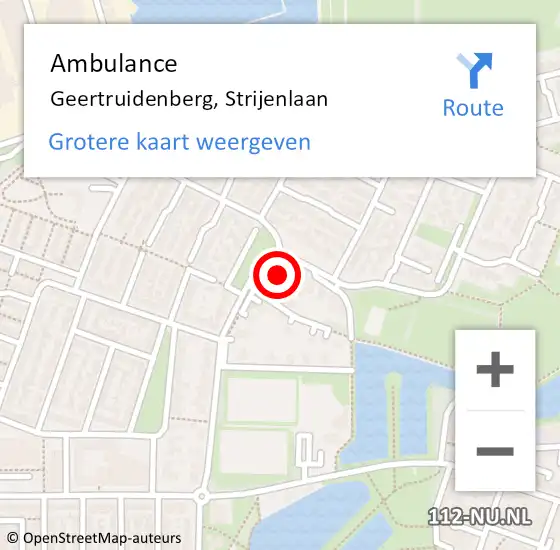 Locatie op kaart van de 112 melding: Ambulance Geertruidenberg, Strijenlaan op 18 oktober 2017 11:02