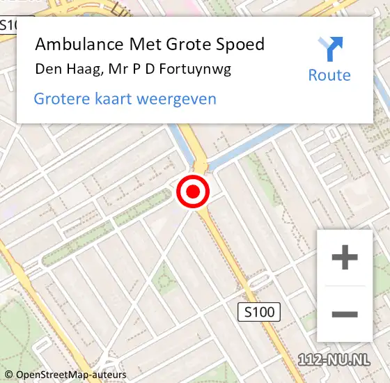 Locatie op kaart van de 112 melding: Ambulance Met Grote Spoed Naar Den Haag, Mr P D Fortuynwg op 18 oktober 2017 11:03