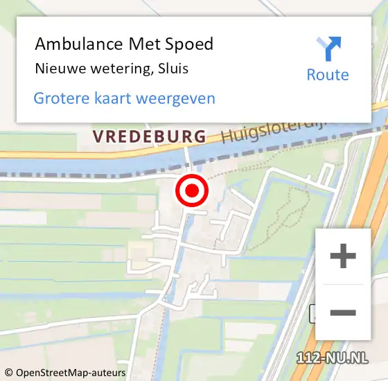 Locatie op kaart van de 112 melding: Ambulance Met Spoed Naar Nieuwe Wetering, Sluis op 18 oktober 2017 11:33