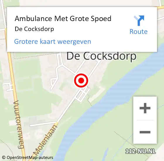Locatie op kaart van de 112 melding: Ambulance Met Grote Spoed Naar De Cocksdorp op 18 oktober 2017 12:07