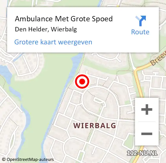 Locatie op kaart van de 112 melding: Ambulance Met Grote Spoed Naar Den Helder, Wierbalg op 18 oktober 2017 17:11