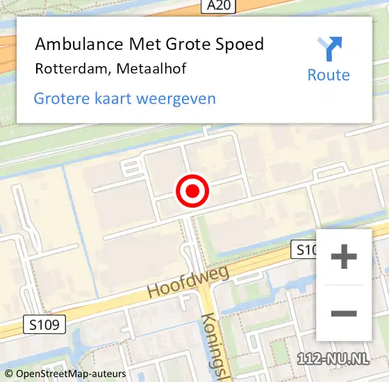 Locatie op kaart van de 112 melding: Ambulance Met Grote Spoed Naar Rotterdam, Metaalhof op 18 oktober 2017 17:15