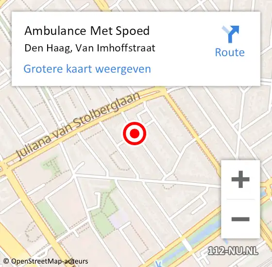 Locatie op kaart van de 112 melding: Ambulance Met Spoed Naar Den Haag, Van Imhoffstraat op 18 oktober 2017 18:19