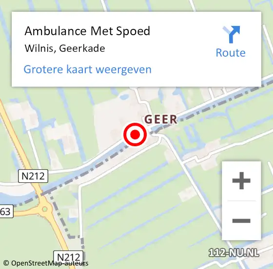 Locatie op kaart van de 112 melding: Ambulance Met Spoed Naar Wilnis, Geerkade op 18 oktober 2017 18:26