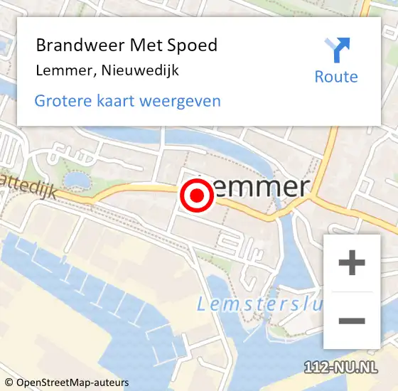 Locatie op kaart van de 112 melding: Brandweer Met Spoed Naar Lemmer, Nieuwedijk op 18 oktober 2017 22:47