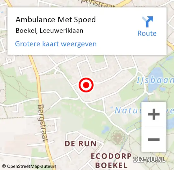 Locatie op kaart van de 112 melding: Ambulance Met Spoed Naar Boekel, Leeuweriklaan op 19 oktober 2017 02:44