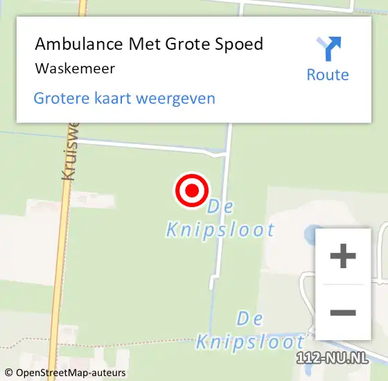 Locatie op kaart van de 112 melding: Ambulance Met Grote Spoed Naar Waskemeer op 4 februari 2014 15:29