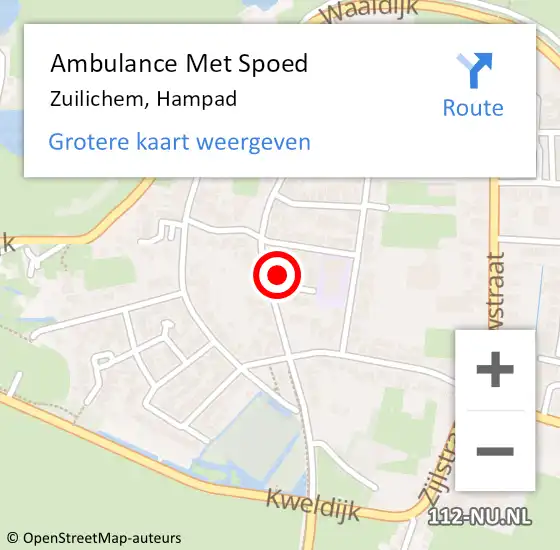 Locatie op kaart van de 112 melding: Ambulance Met Spoed Naar Zuilichem, Hampad op 19 oktober 2017 07:36