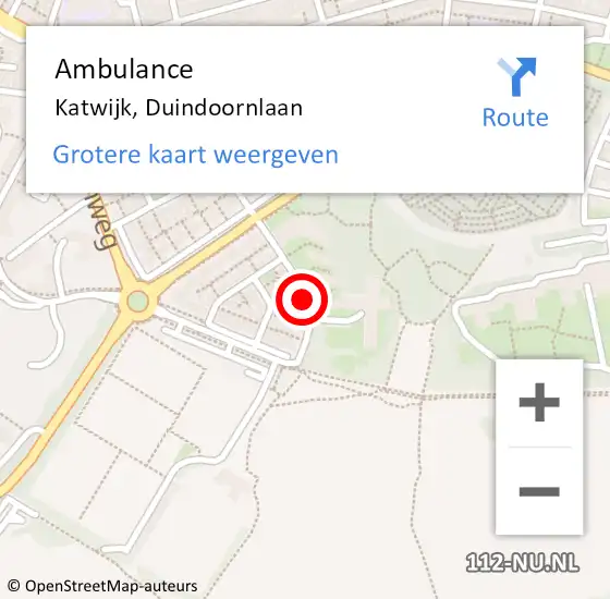 Locatie op kaart van de 112 melding: Ambulance Katwijk, Duindoornlaan op 19 oktober 2017 16:11