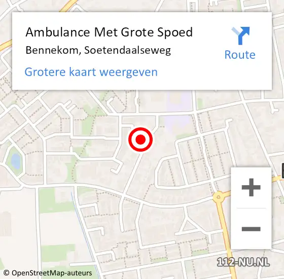 Locatie op kaart van de 112 melding: Ambulance Met Grote Spoed Naar Bennekom, Soetendaalseweg op 4 februari 2014 16:23