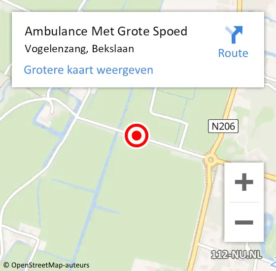 Locatie op kaart van de 112 melding: Ambulance Met Grote Spoed Naar Vogelenzang, Bekslaan op 19 oktober 2017 16:25