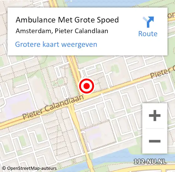 Locatie op kaart van de 112 melding: Ambulance Met Grote Spoed Naar Amsterdam, Pieter Calandlaan op 19 oktober 2017 18:46